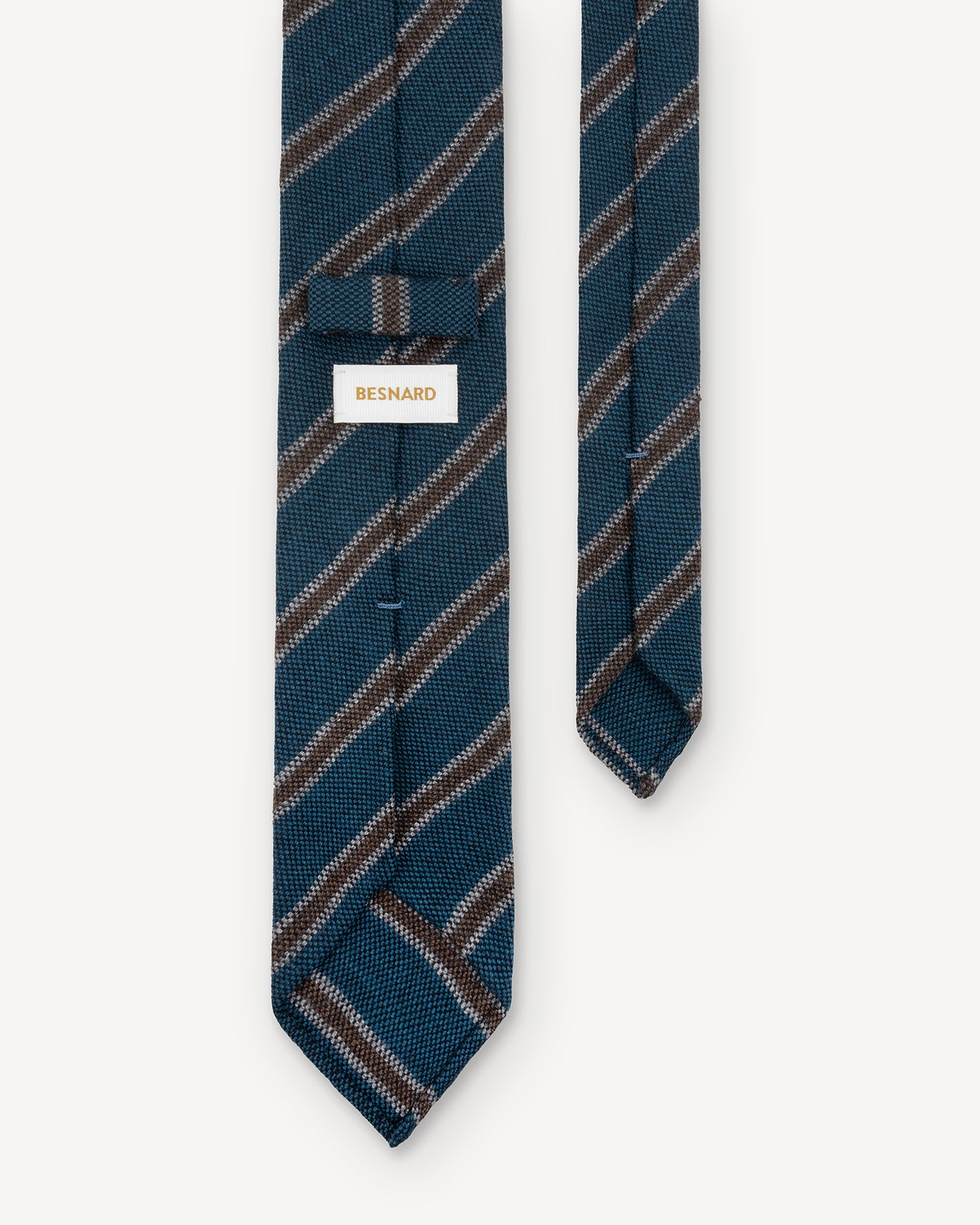 Teal Brown Stripe Cashmere Wool Tie