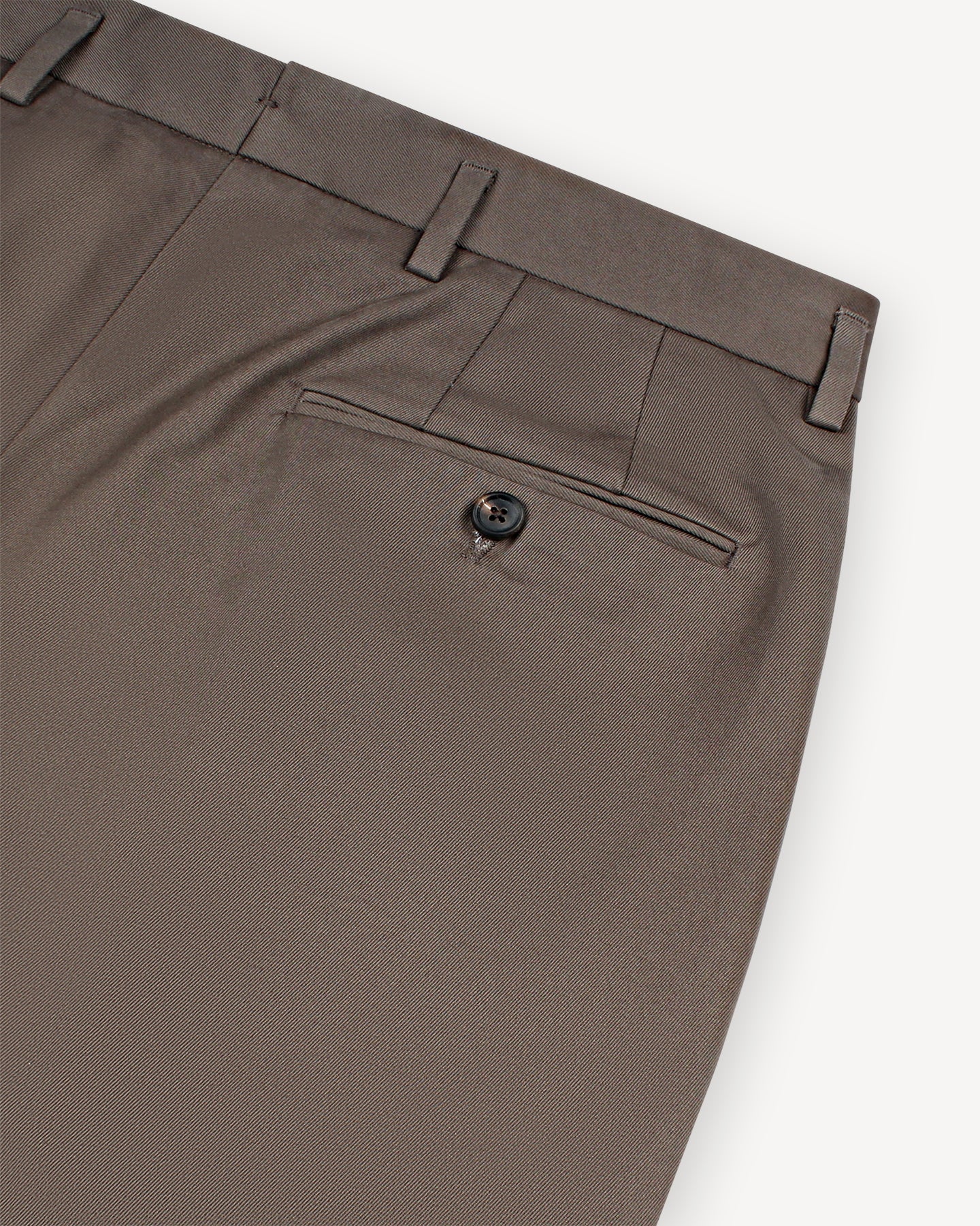 Tobacco Double Pleat Cotton Drill Trousers with horn buttons