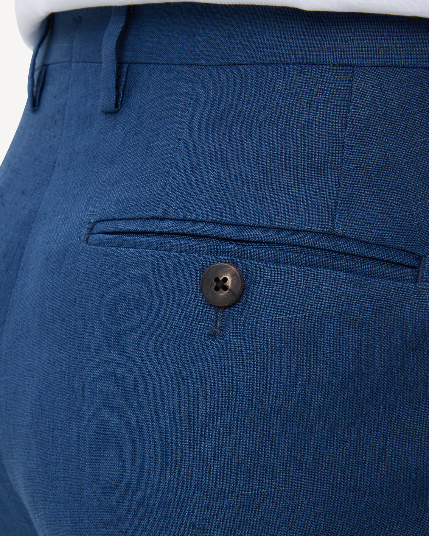 Blueberry linen trousers with horn buttons