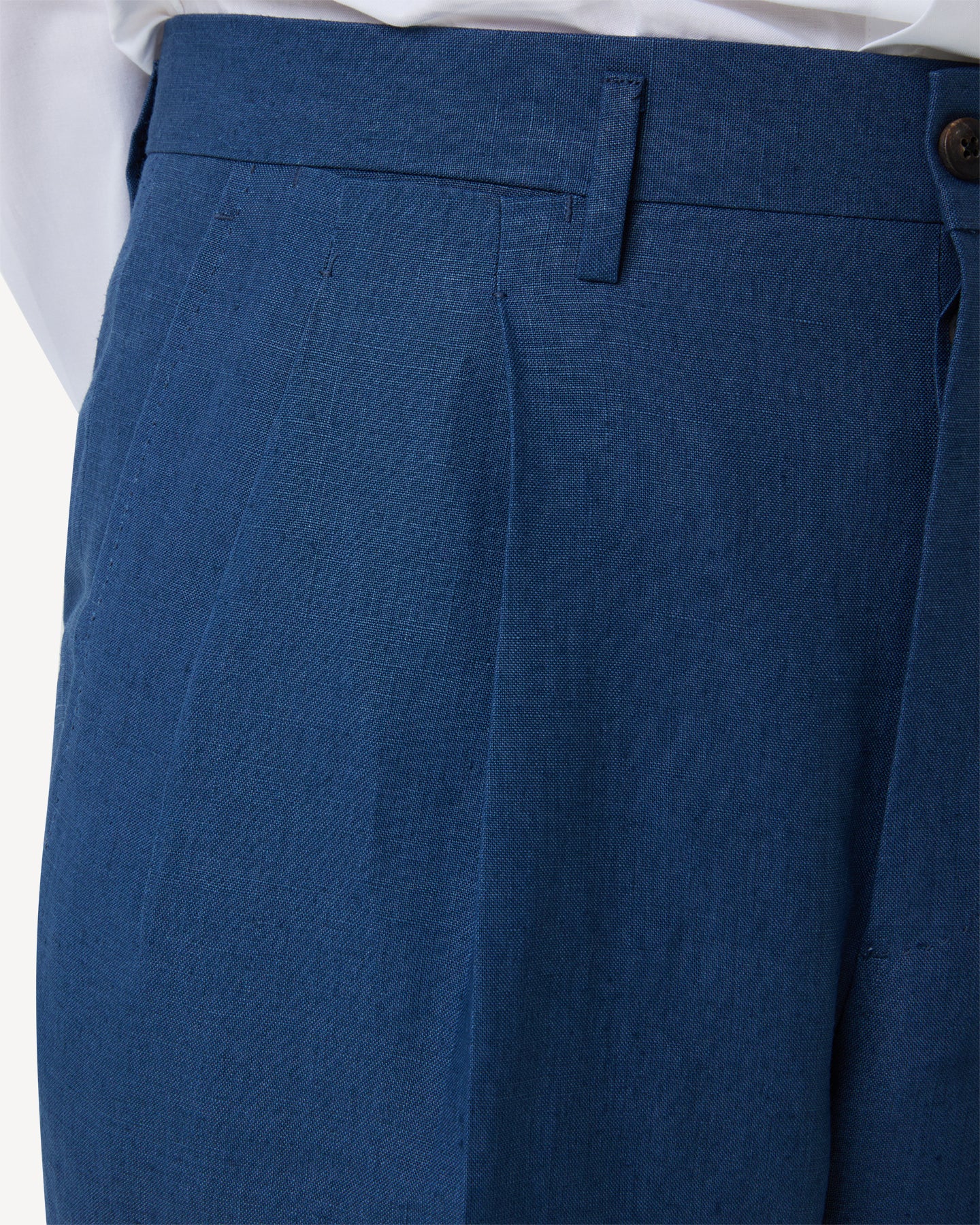 Blueberry linen trousers with dropped belt loop