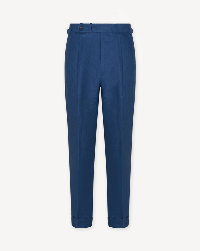 Blueberry Linnen Broek met Bandplooi