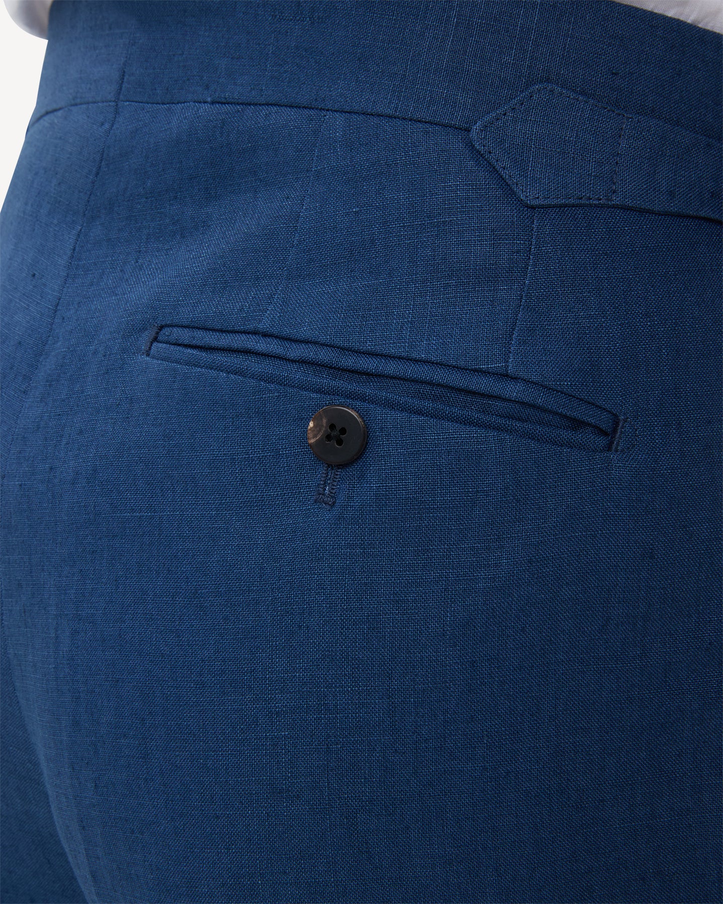 Blueberry linen trousers with horn buttons