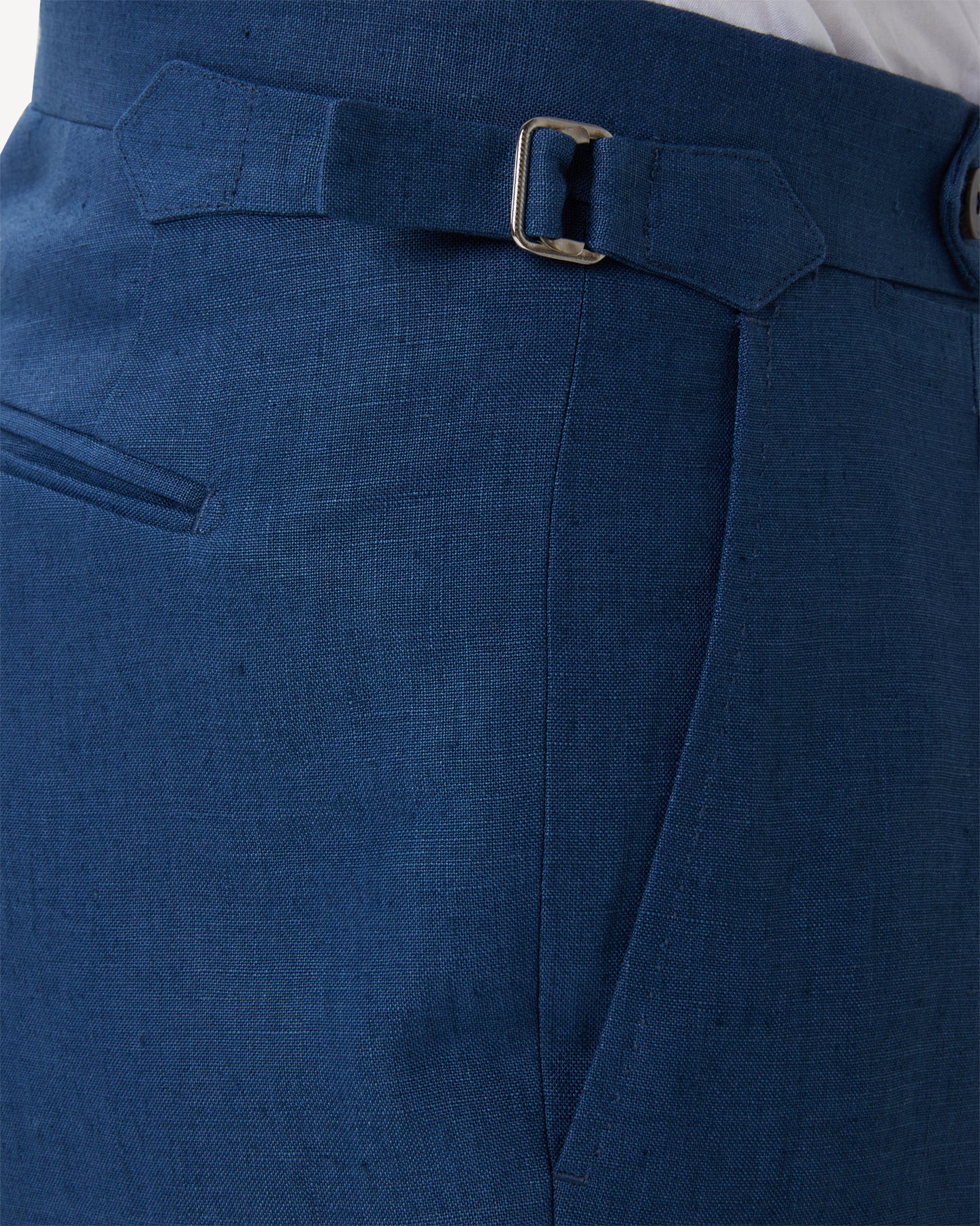 Blueberry linen trousers with side adjusters