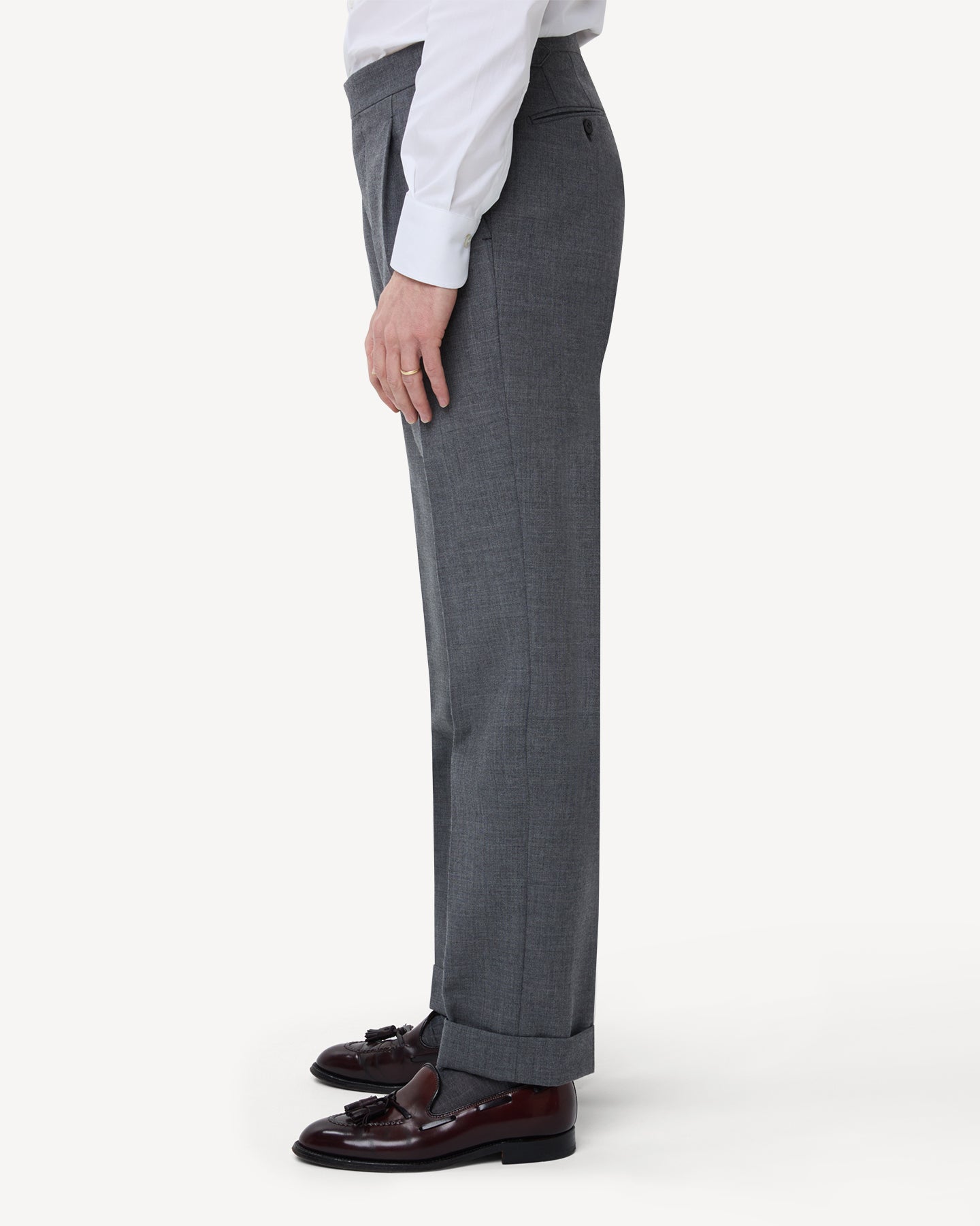 Light Grey Single Pleat Fresco Trousers
