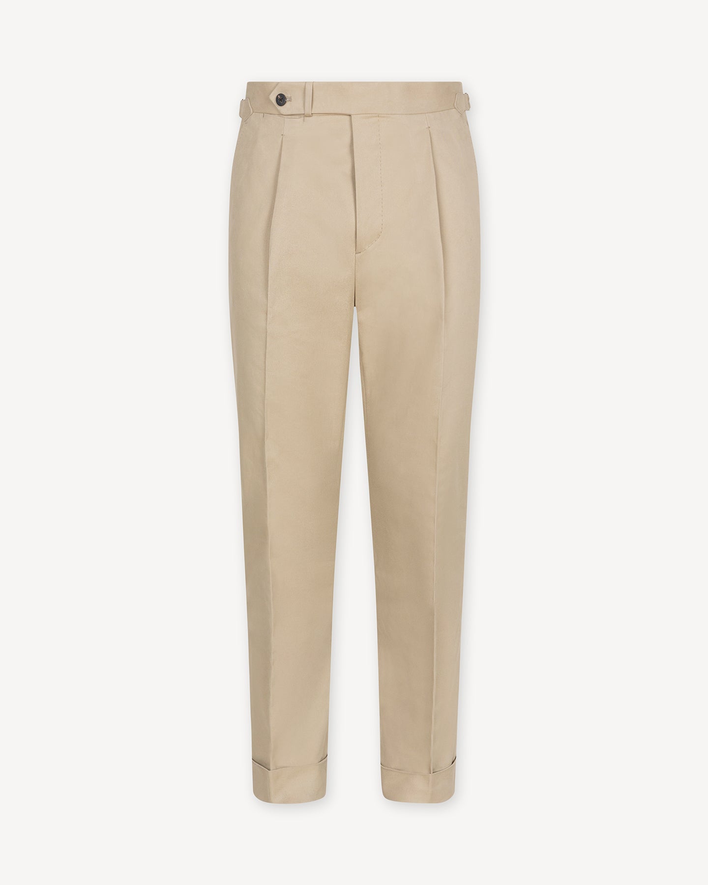 Stone Cotton Trousers Single Pleat with Side Adjusters Besnard