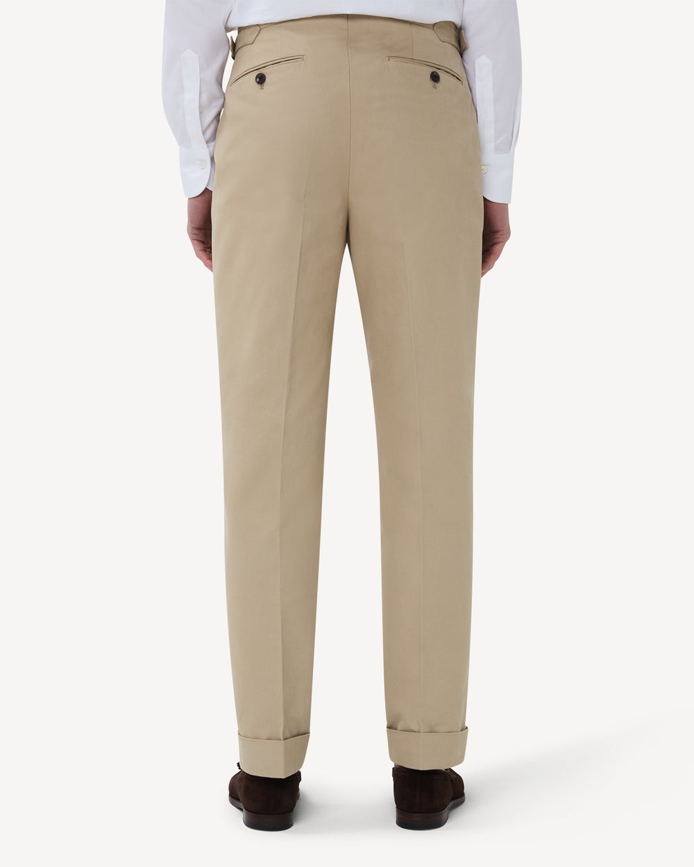 Vintage Stone Pleated Cotton Trousers