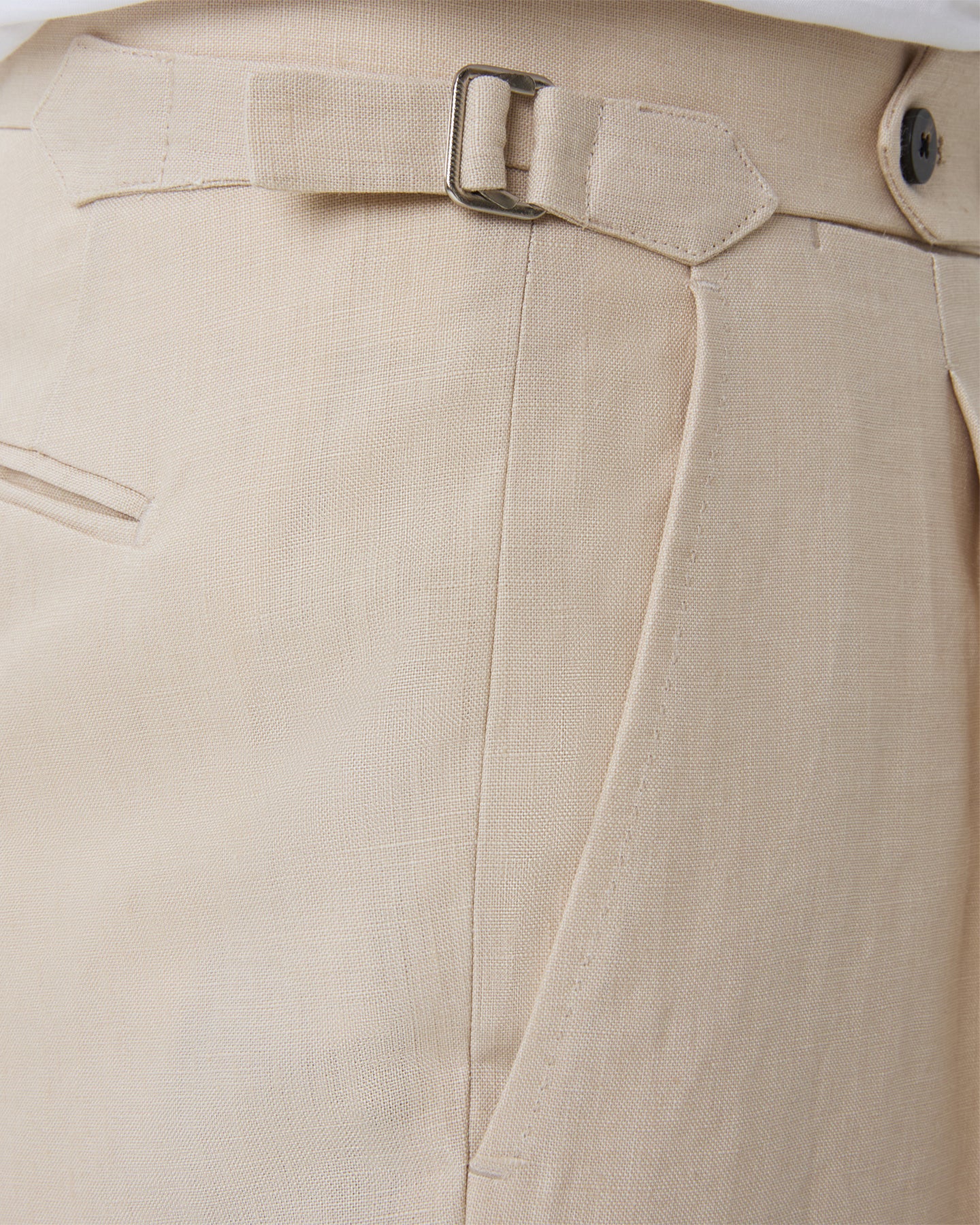 Stone linen trousers with side adjusters