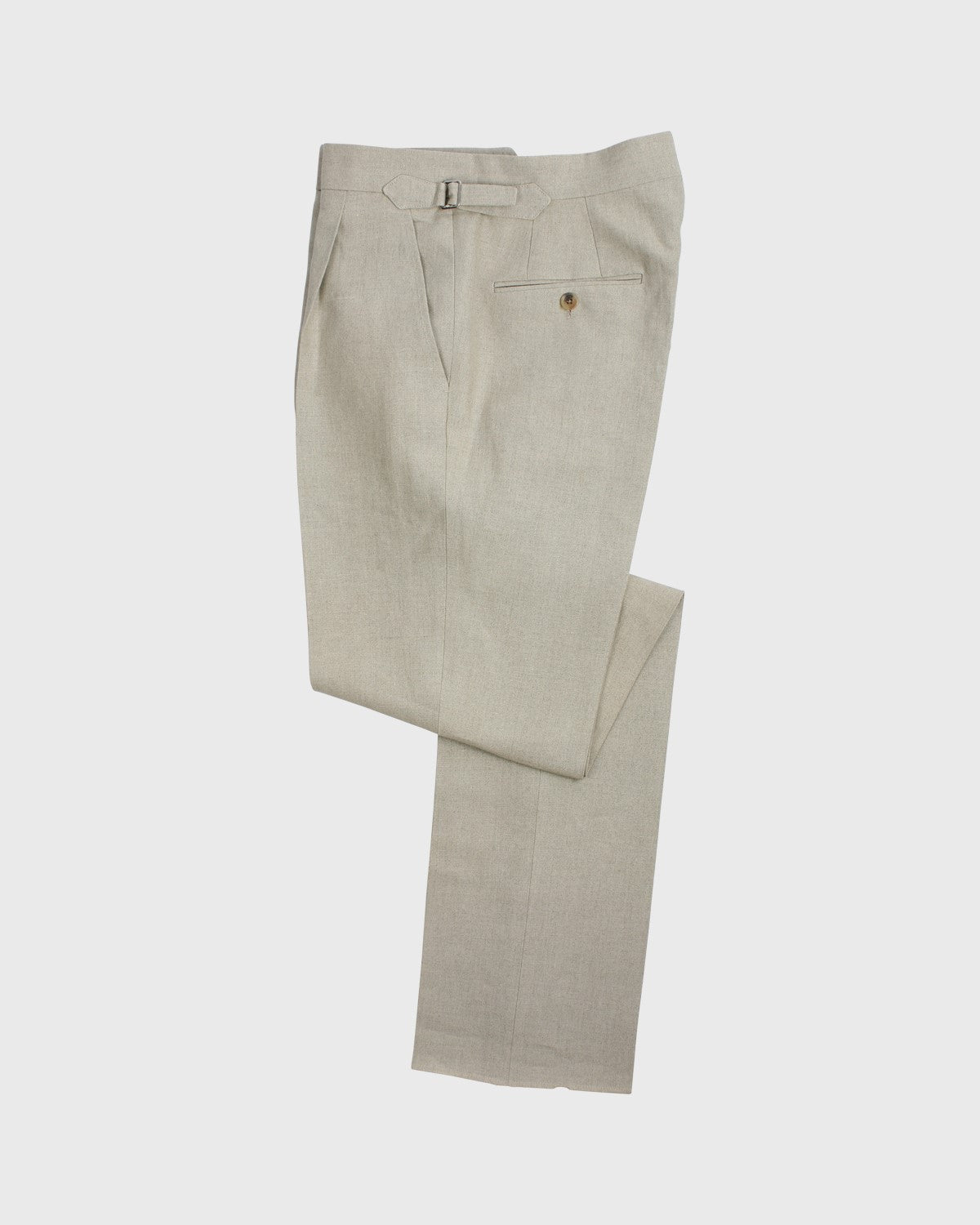 Natural Single Pleat Linen Trousers
