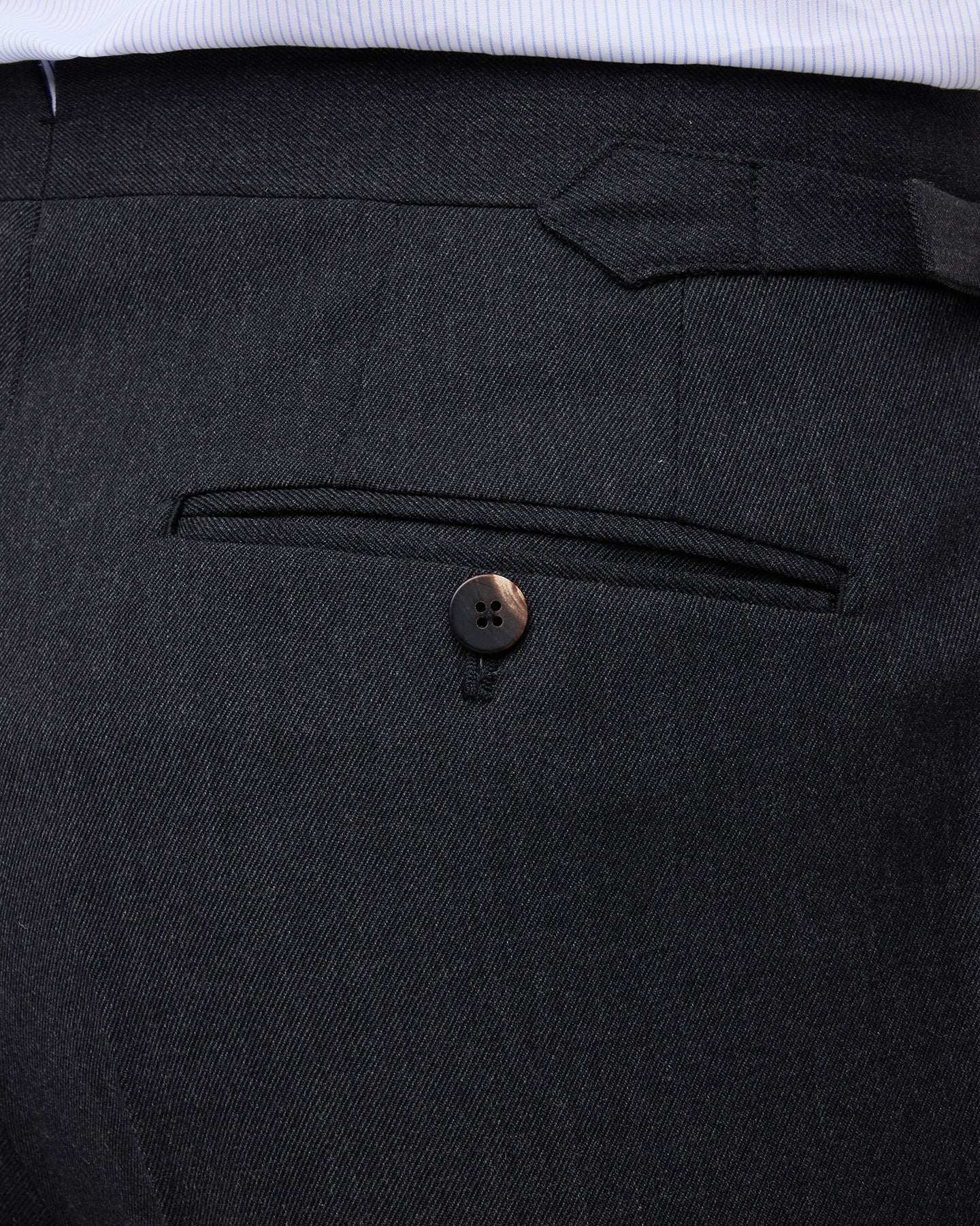 Dark grey cavalry twill trousers  trousers with horn buttons