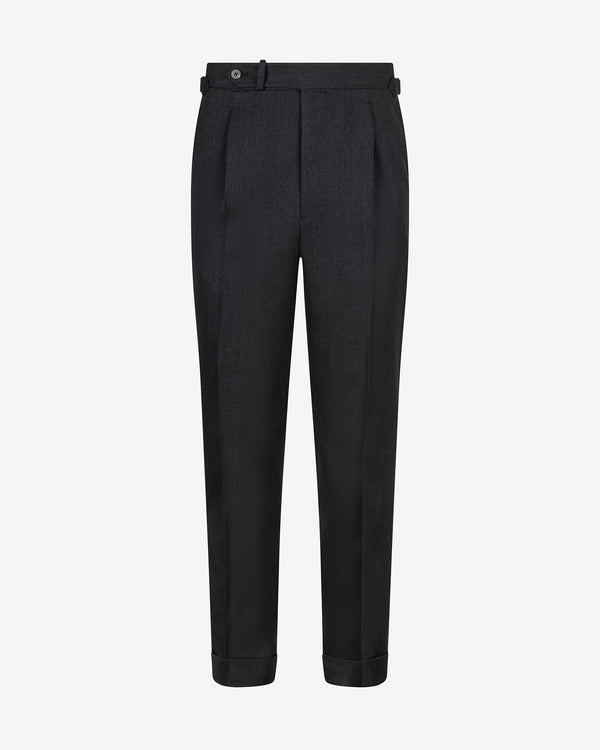 Dark Grey Single Pleat Cavalry Twill Trousers