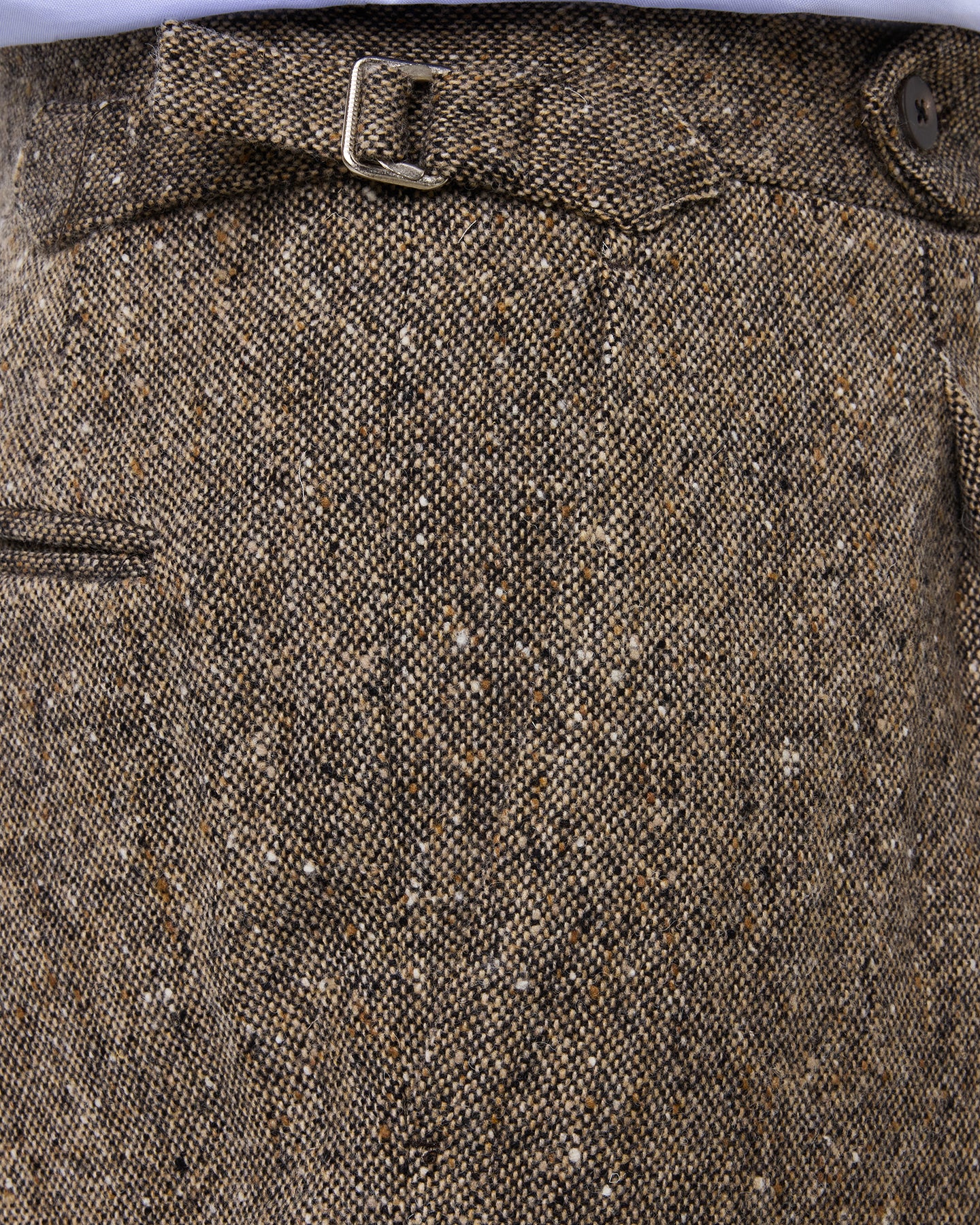 Light brown Donegal tweed trousers with side adjusters