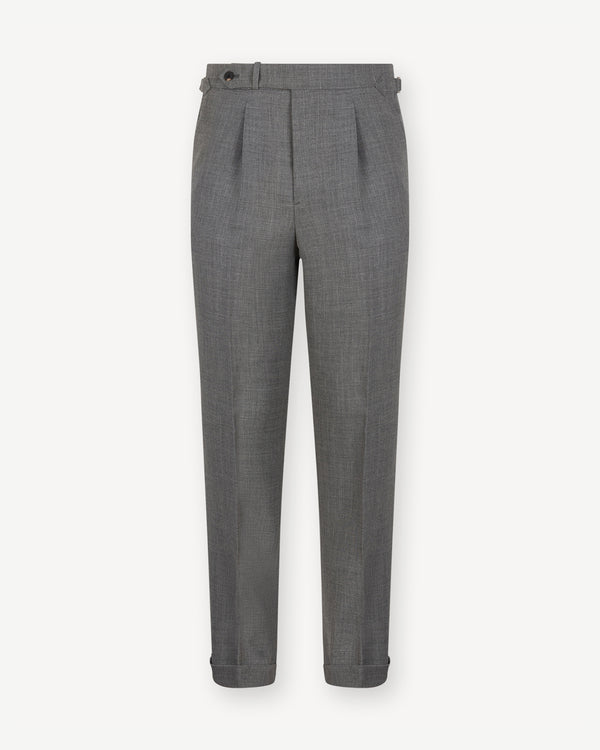 Light Grey Single Pleat Tropical Wool Trousers