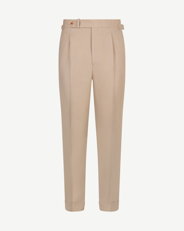 Light Tan Single Pleat Cavalry Twill Trousers