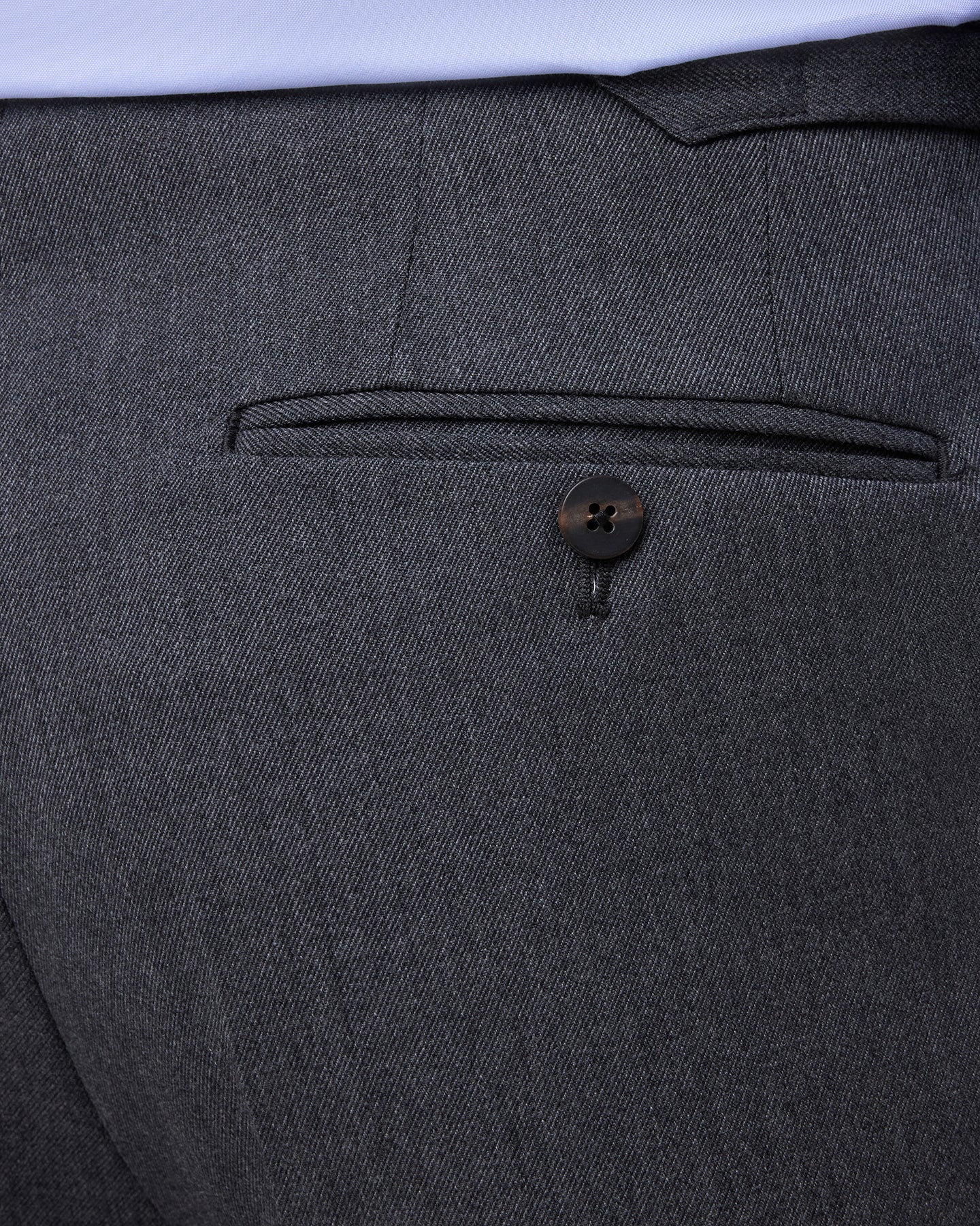 Mid grey cavalry twill trousers with horn buttons