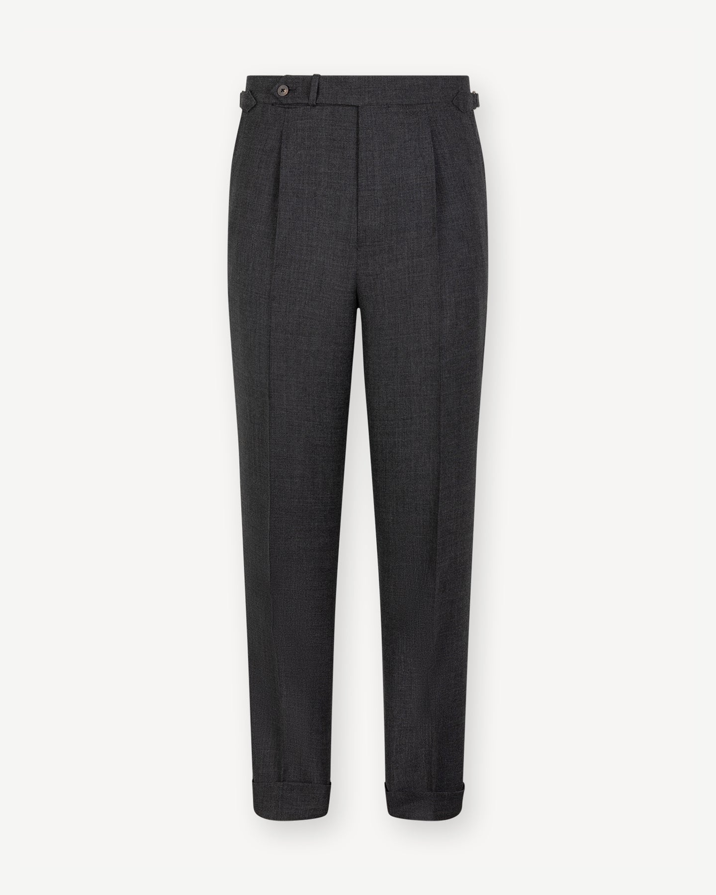 Dark Grey Tropical Wool Trousers | Single Pleat with Side