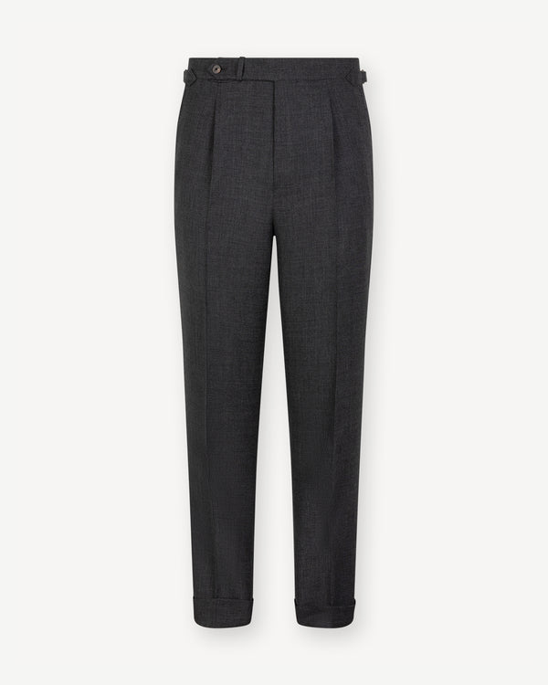 Dark Grey Single Pleat Tropical Wool Trousers