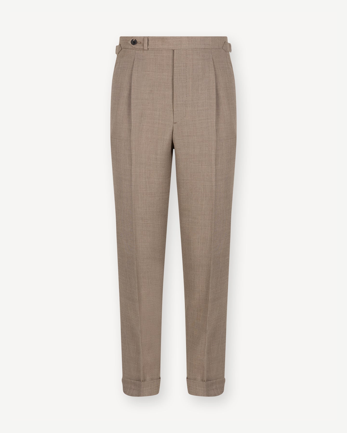 Sand Tropical Wool Trousers | Single Pleat with Side Adjusters