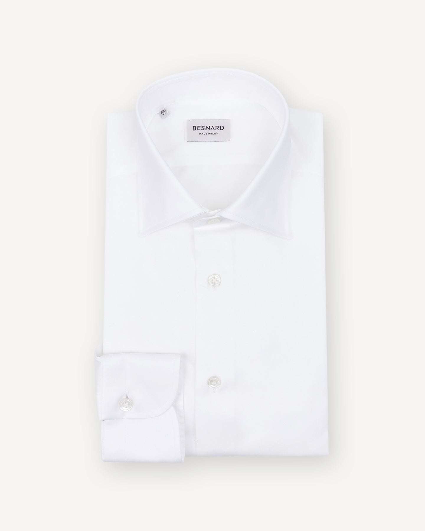 White Twill Spread Collar Shirt