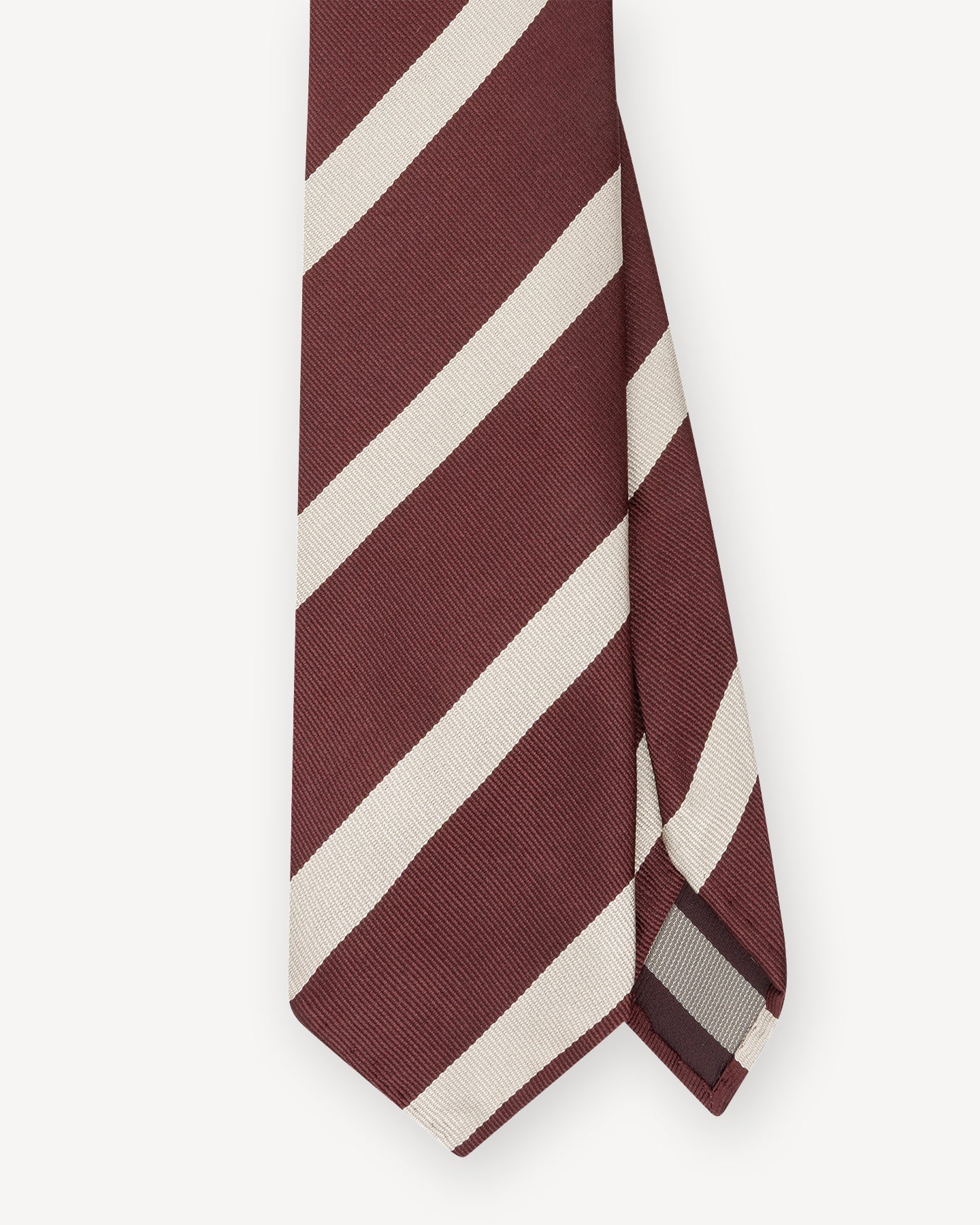Burgundy and cream striped silk repp tie