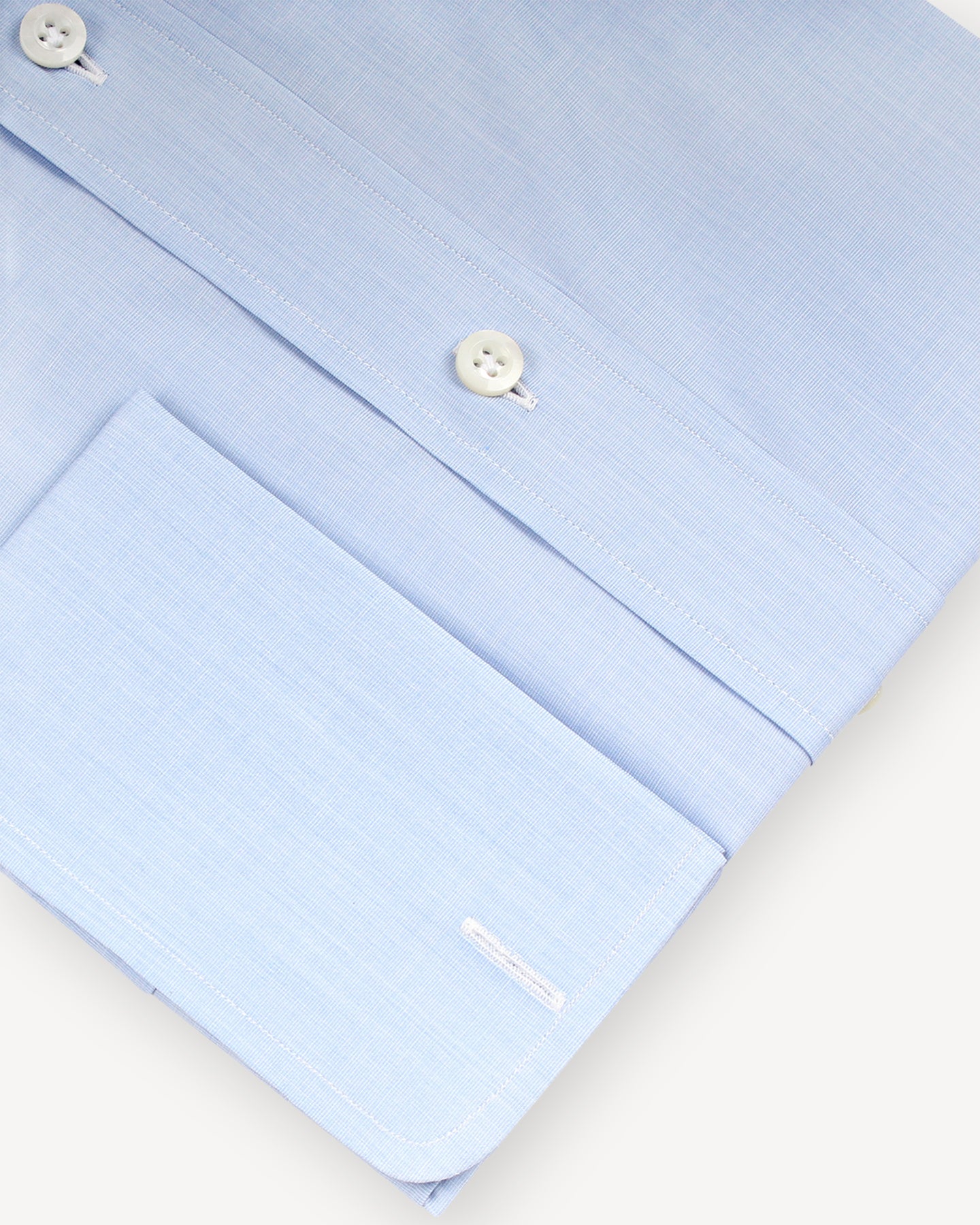 Blue end-on-end shirt with double cuffs