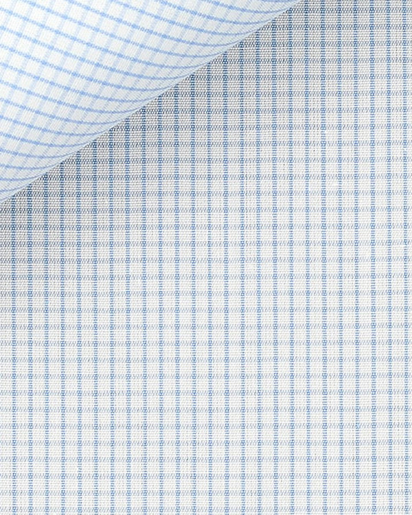 Thomas Mason Light Blue Grid Poplin 100s