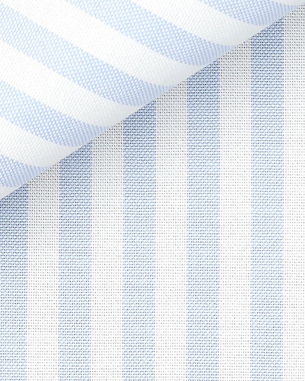 Thomas Mason Light Blue Wide Stripe Premium Oxford Cloth