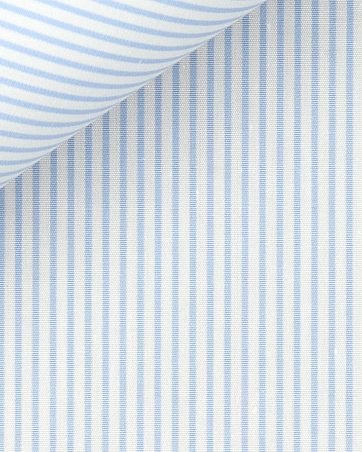 Thomas Mason Light Blue Stripe Non-Iron Poplin 120s