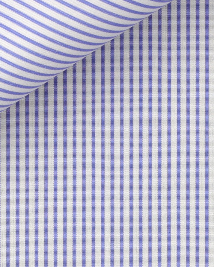 Thomas Mason Blue Stripe Non-Iron Poplin 120s