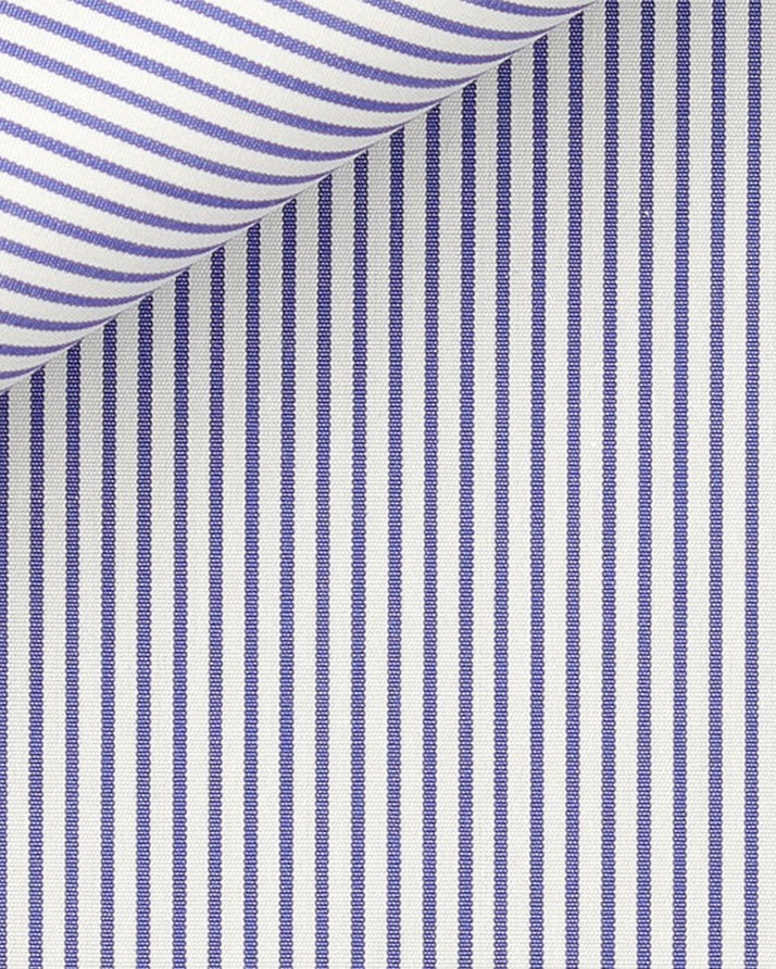 Thomas Mason Navy Stripe Non-Iron Poplin 120s