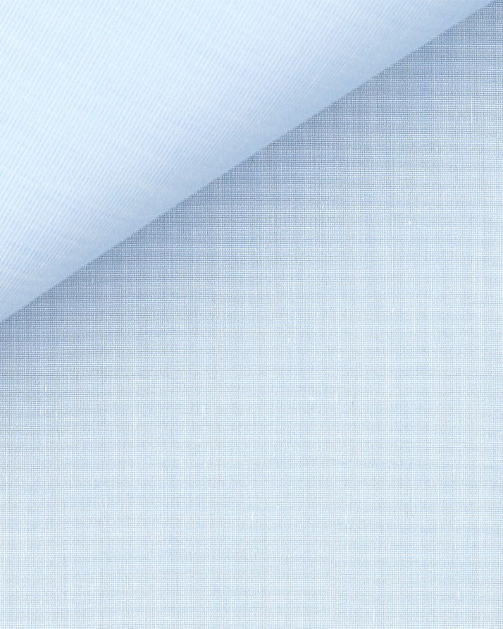 Ice blue non-iron end-on-end poplin shirt fabric by Thomas Mason