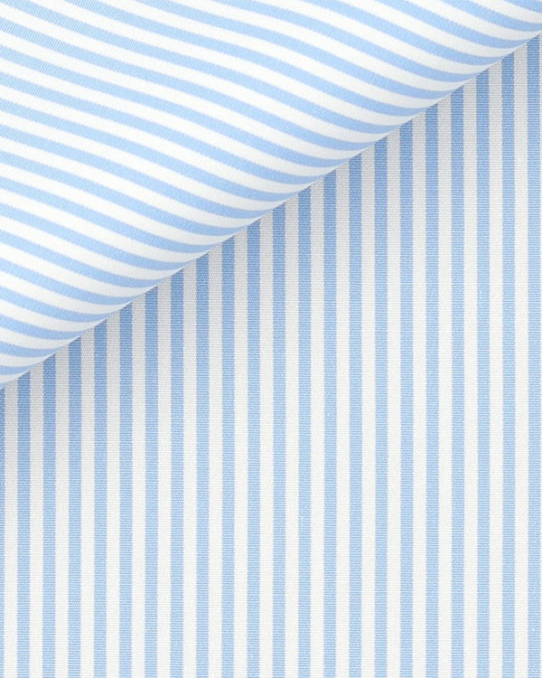 Thomas Mason Light Blue Poplin 120s Fine Bengal Stripe