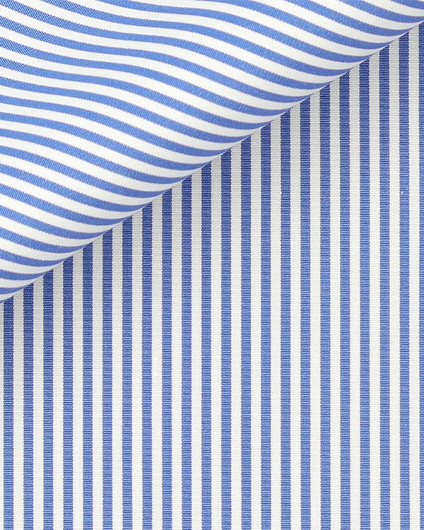 Thomas Mason Blue Poplin 120s Fine Bengal Stripe