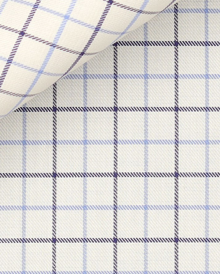 Blue Navy Tattersall Check by Thomas Mason