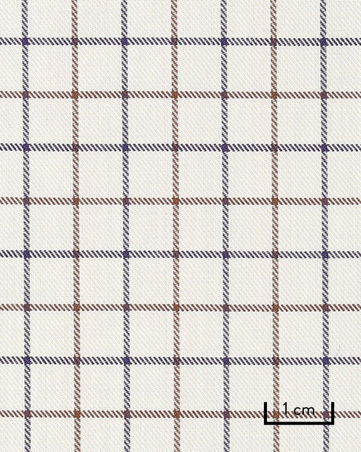 Navy Brown Tattersall Check by Thomas Mason