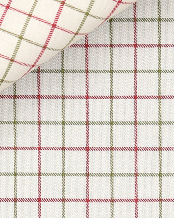 Thomas Mason Green Bordeaux Tattersall Check