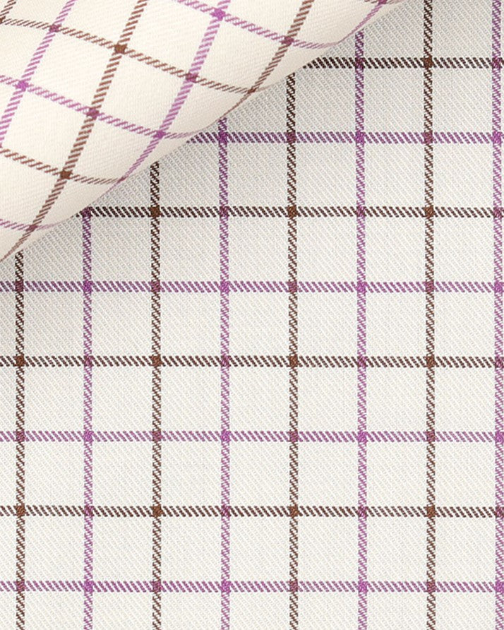 Brown Purple Tattersall Check by Thomas Mason