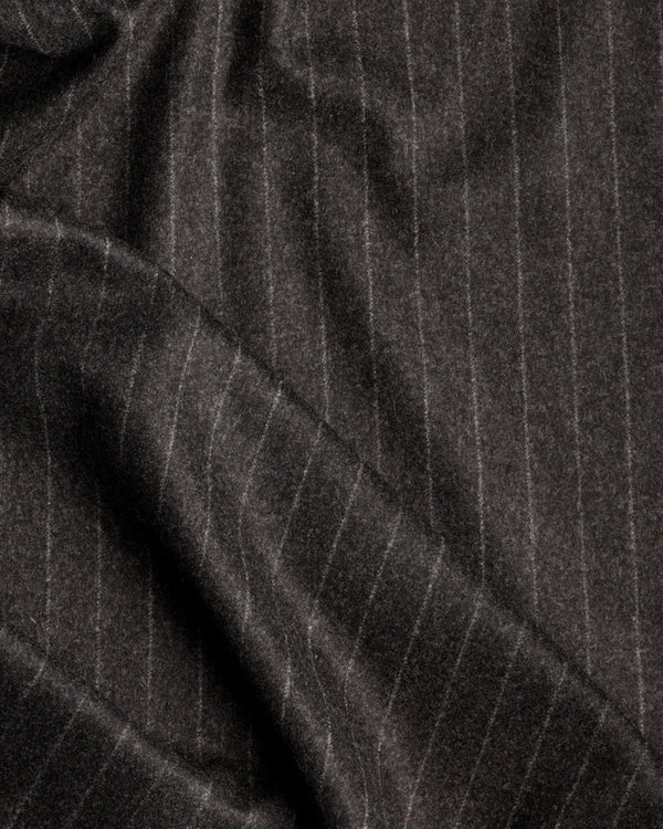 Fox Brothers Wide Chalk Stripe Charcoal Flannel