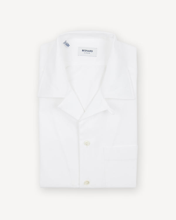 White Oxford Cloth Camp Collar Shirt