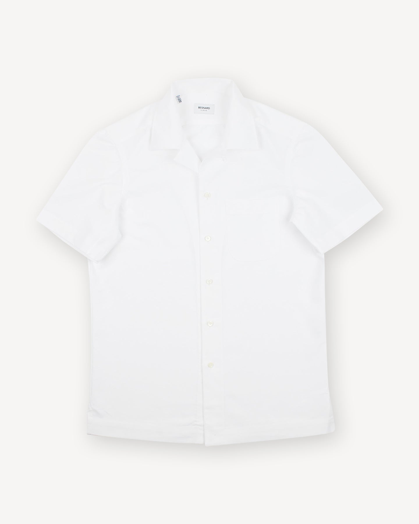 White Oxford Cloth Camp Collar Shirt