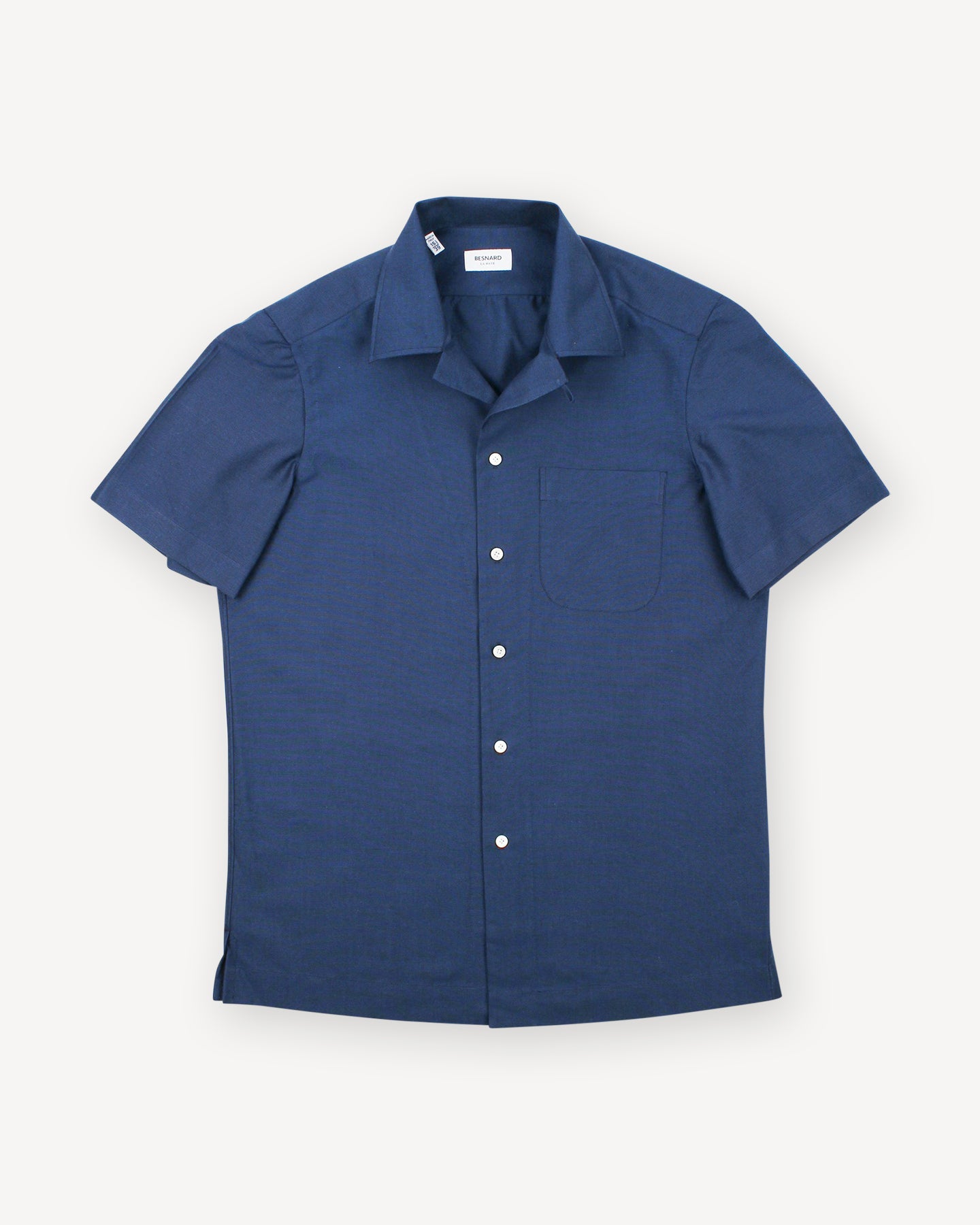 Dark Blue Oxford Cloth Camp Collar Shirt
