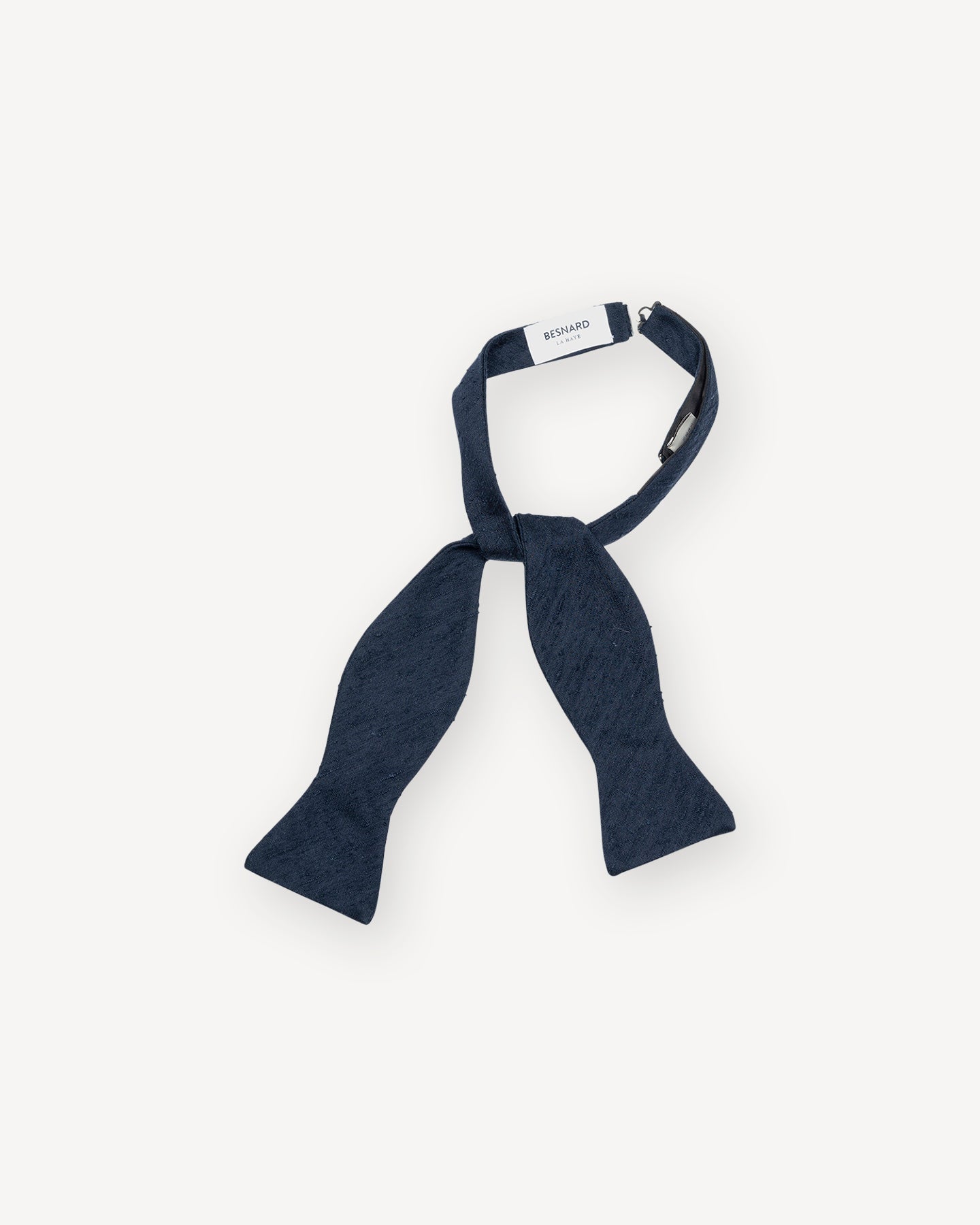 Navy Shantung Silk Self Tie Bow Tie
