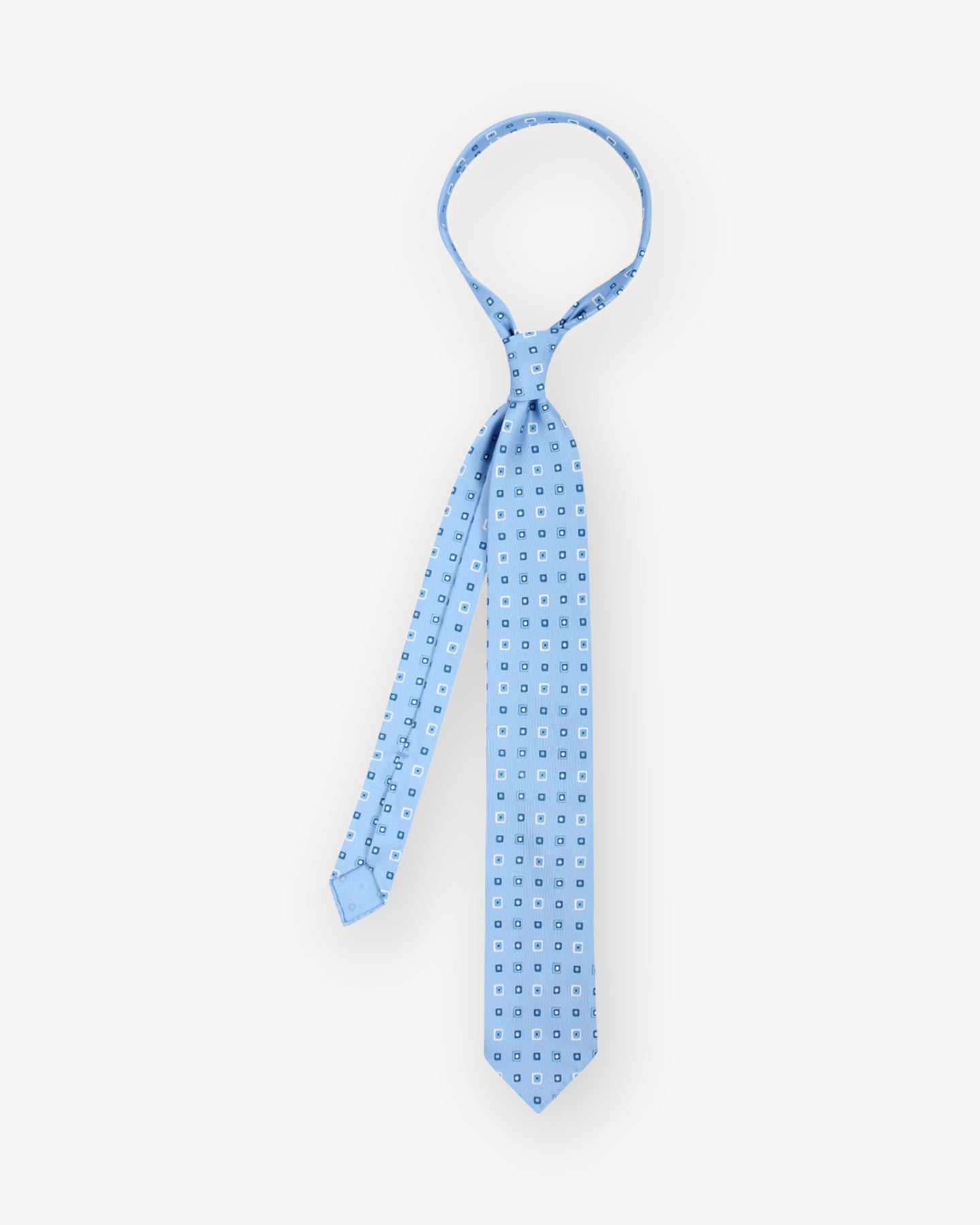 Light Blue Patterned Printed Silk Tie