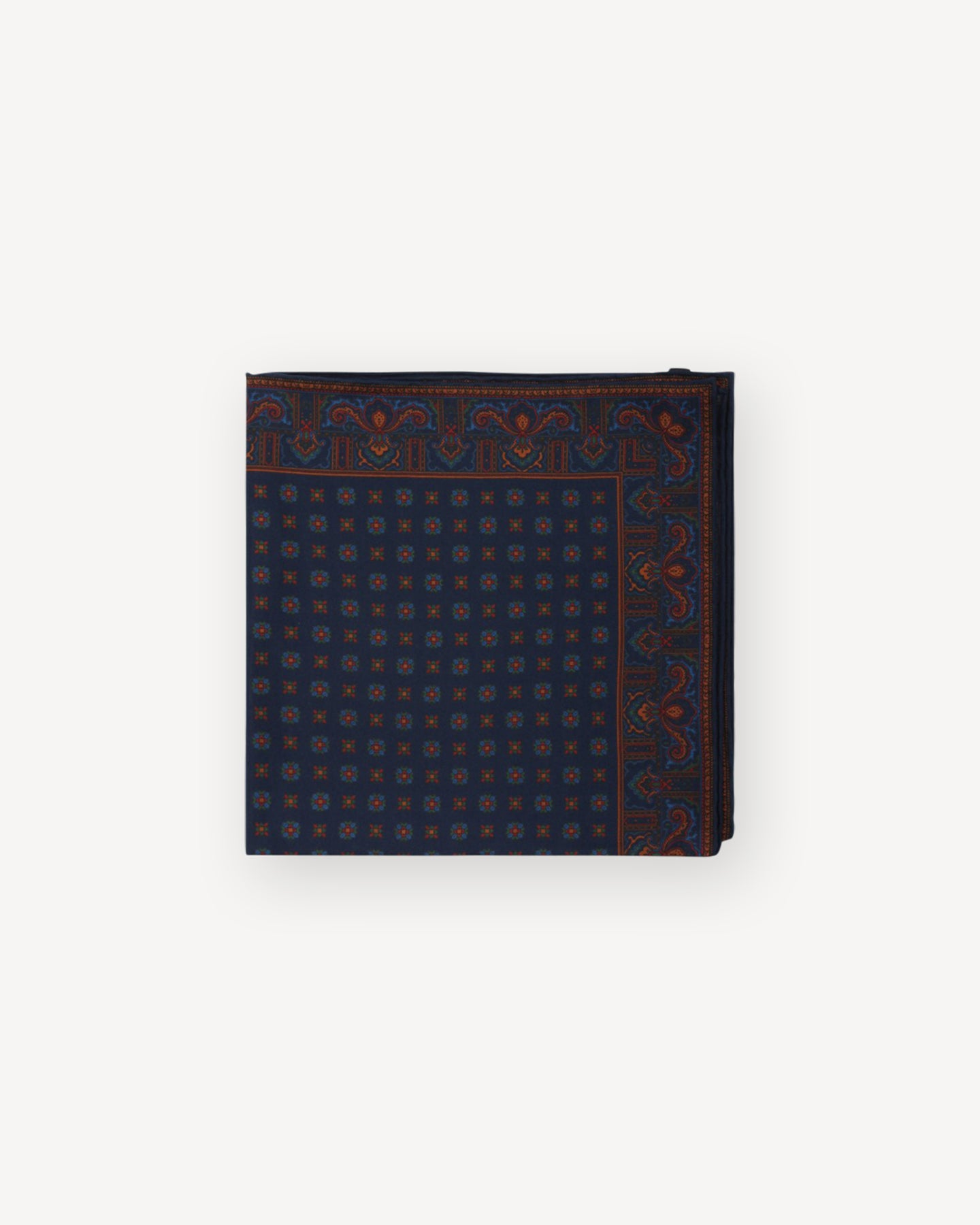 Navy Ancient Madder Pocket Square with Floral pattern
