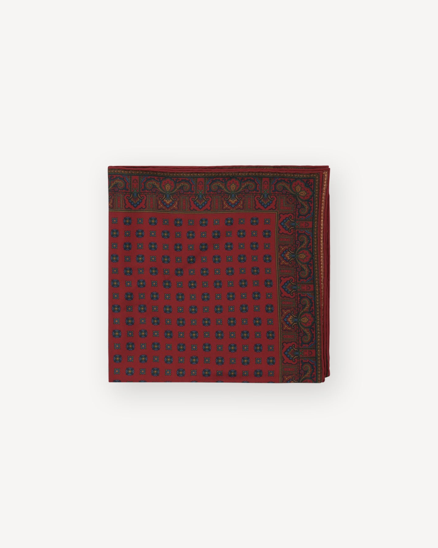 Red Ancient Madder Pocket Square with Floral pattern