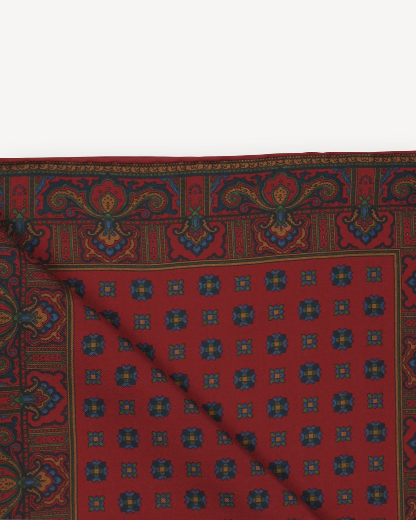 Red Ancient Madder Pocket Square with Floral pattern