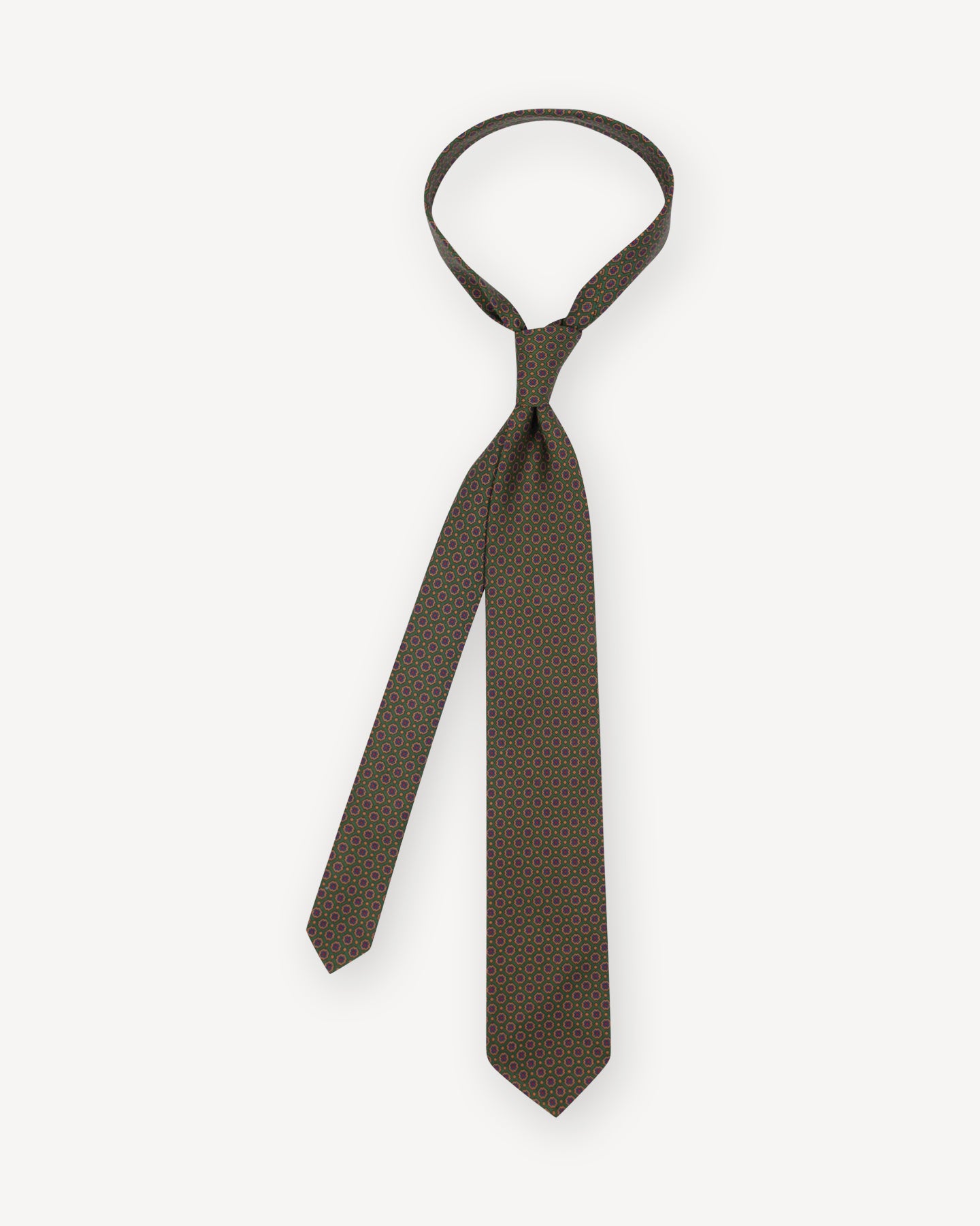 Green Ancient Madder Tie with geometric pattern
