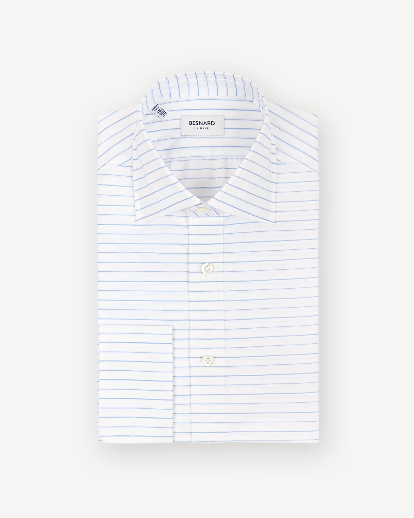 Blue Horizontal Striped Spread Collar Shirt | Wall Street Collection