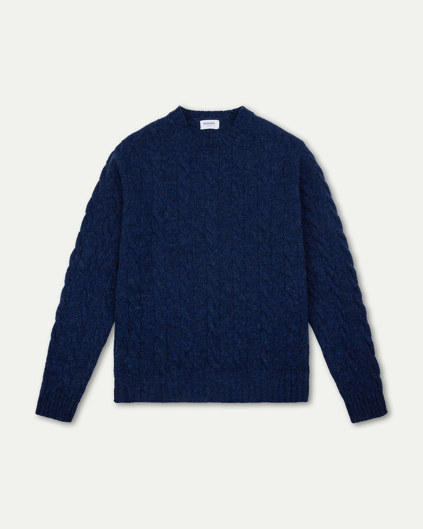 Denim Blue Shetland Wool Crewneck Sweater