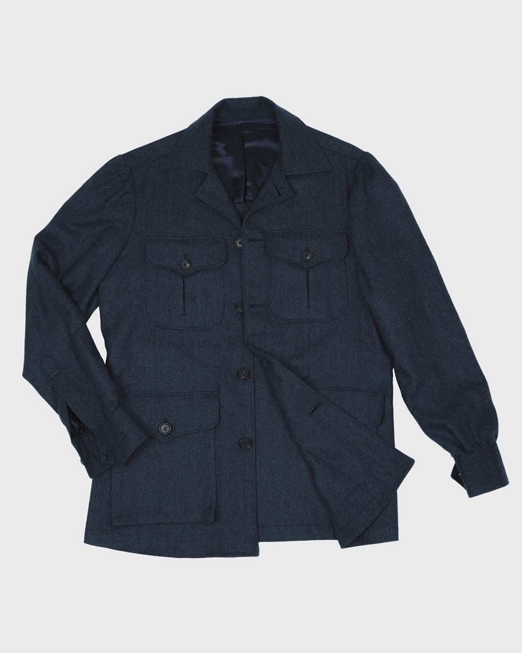 Safari Jacket Navy Herringbone
