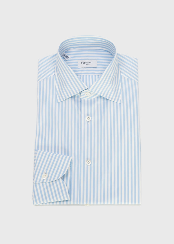 Blue Candy Stripe Spread Collar Shirt
